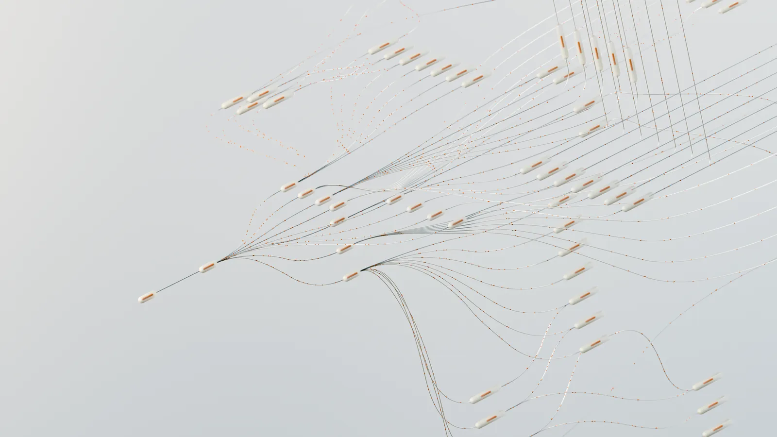 Abstract illustration depicting complex digital neural networks and data flow. Stock photo illustrating Ceinsys Tech's earning call story.