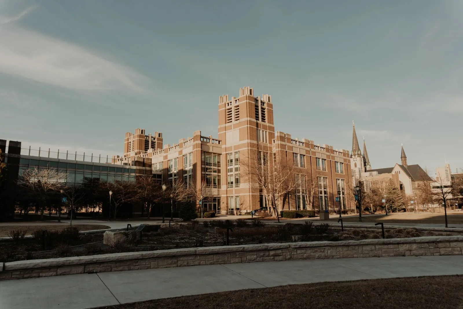 Scenic view of historic buildings at Marquette University, Milwaukee. Stock photo illustrating Deepak Builders & Engineers India's new order story.