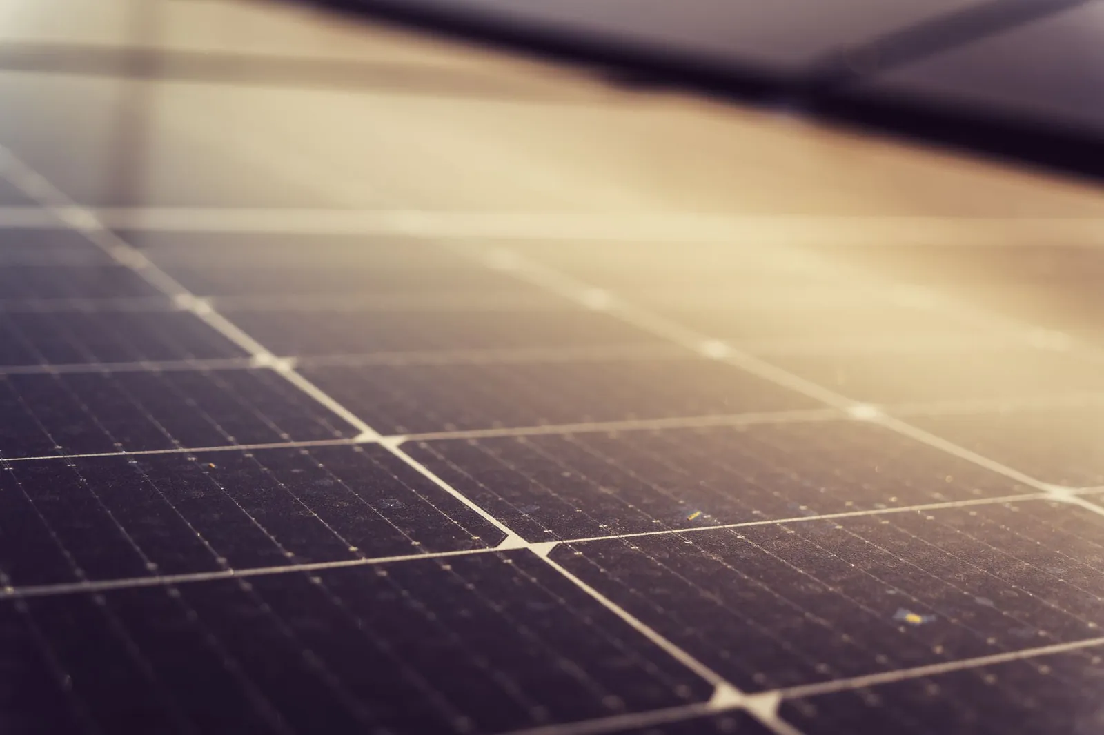 Detailed view of solar panels capturing sunlight, promoting renewable energy. Stock photo illustrating Saatvik Green Energy's expansion story.