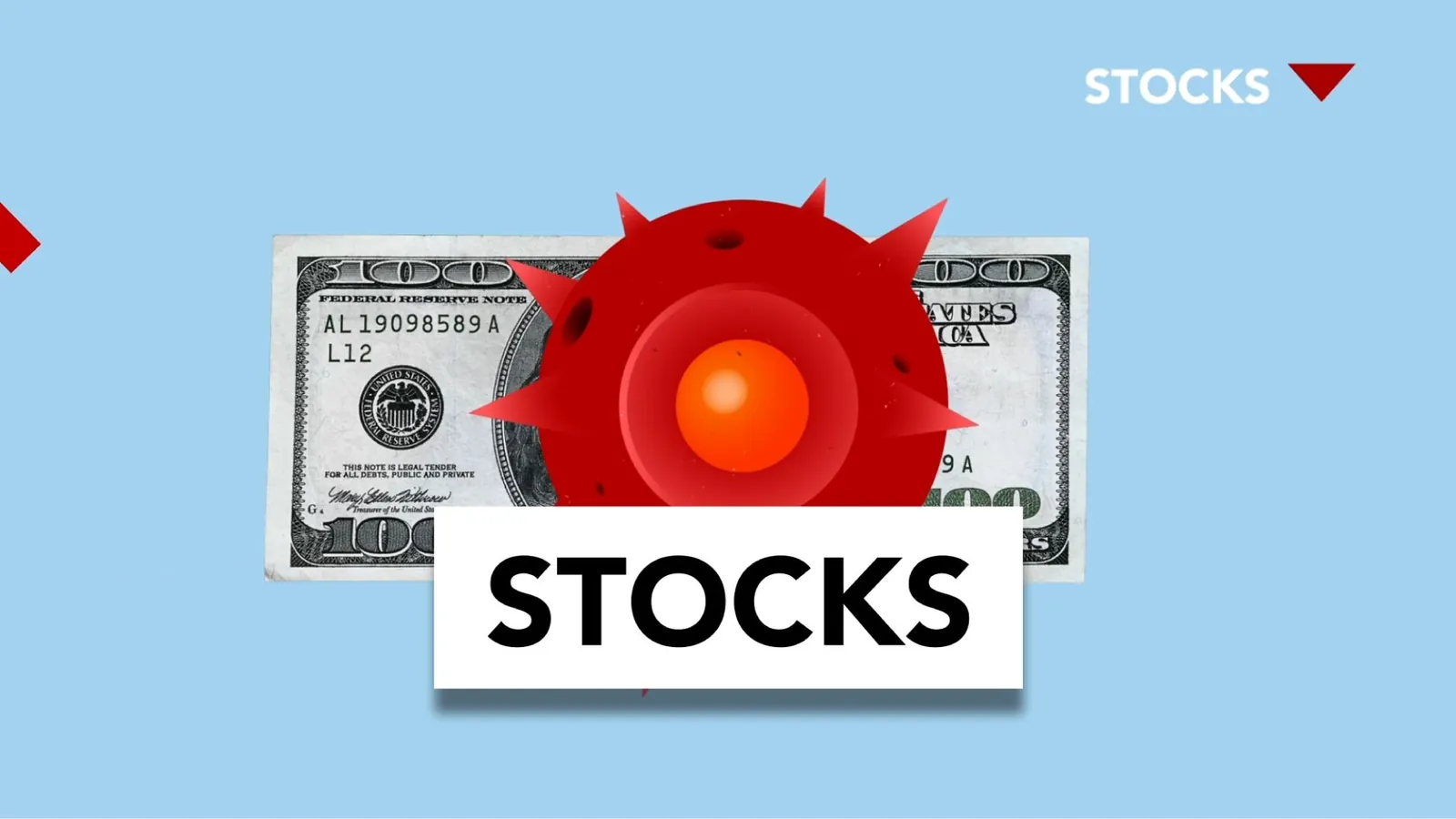 Conceptual image of stock market impact due to COVID-19 with dollar bill. Stock photo for the ALFA News guide: How Earnings Surprises Move Stock Prices in India.