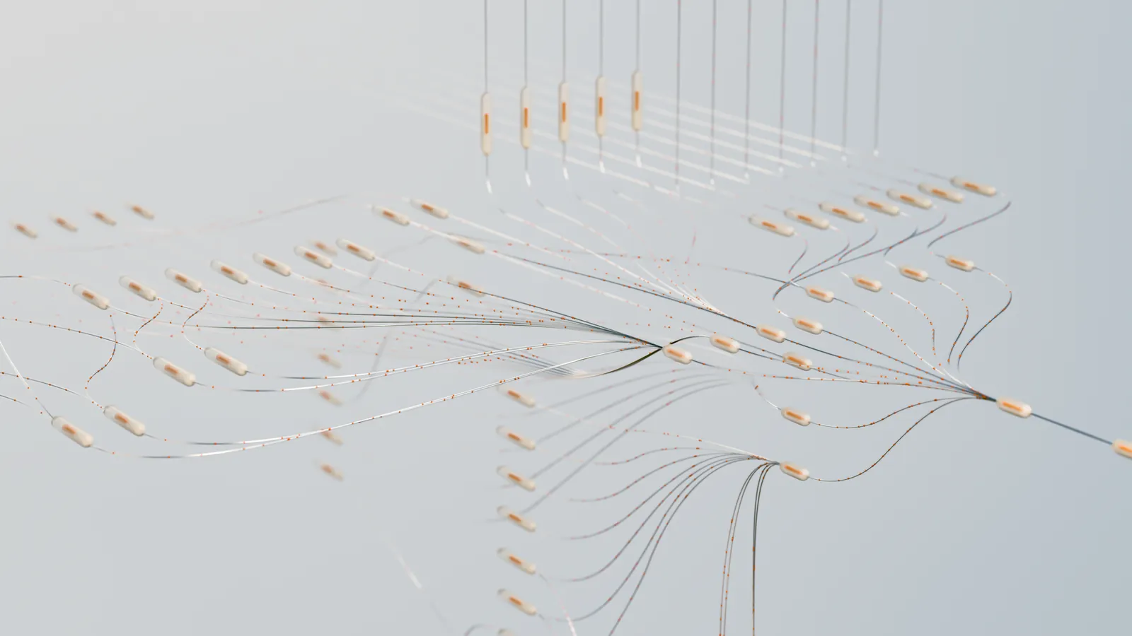 Elegant 3D visualization of neural networks showcasing abstract connections in a digital space. Stock photo illustrating Hexaware Technologies' partnership story.