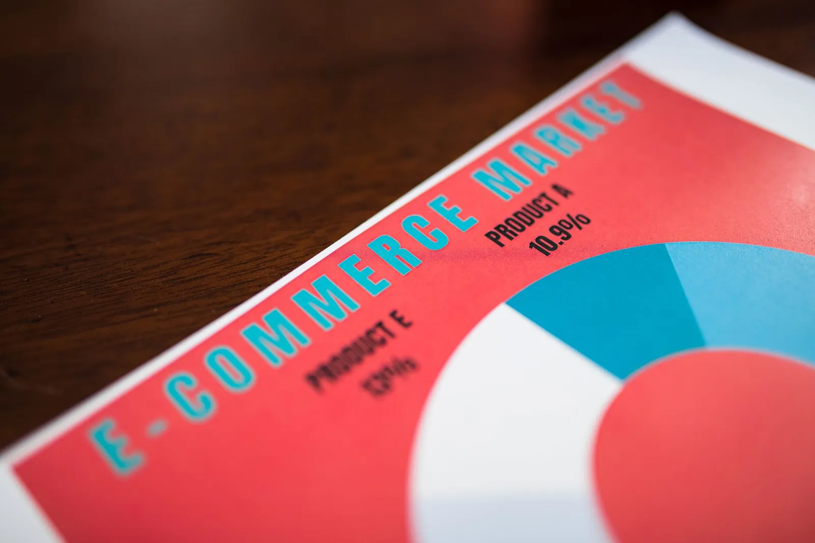 Close-up of a vibrant e-commerce market analysis pie chart showcasing product performance. Stock photo illustrating Fractal Analytics' product launched story.
