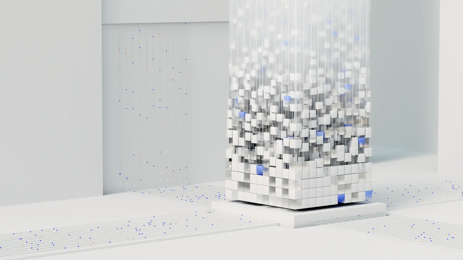 Abstract 3D render visualizing artificial intelligence and neural networks in digital form. Stock photo illustrating Kellton Tech Solutions' product launched story.