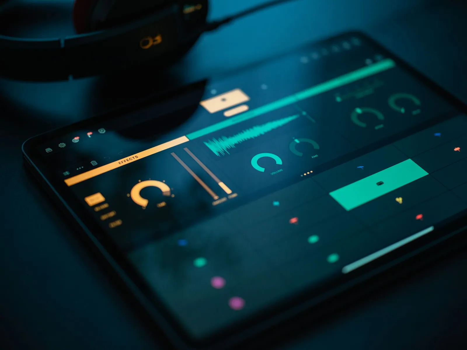 A digital audio mixing software displayed on a tablet, emphasizing modern technology and portability. Stock photo illustrating Wipro's product launched story.