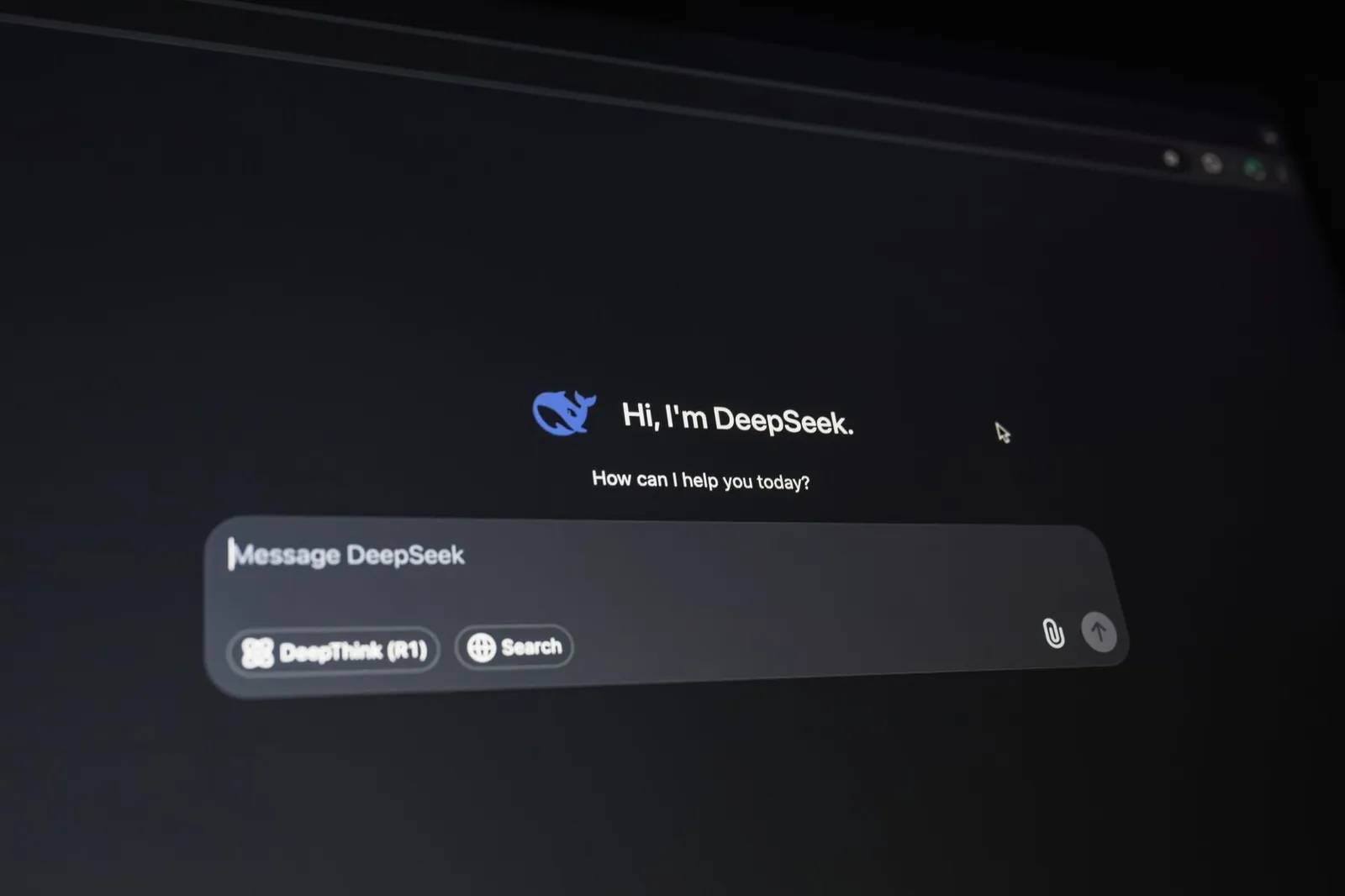Close-up of a digital assistant interface on a dark screen, showcasing AI technology communication. Stock photo illustrating MphasiS's product launched story.