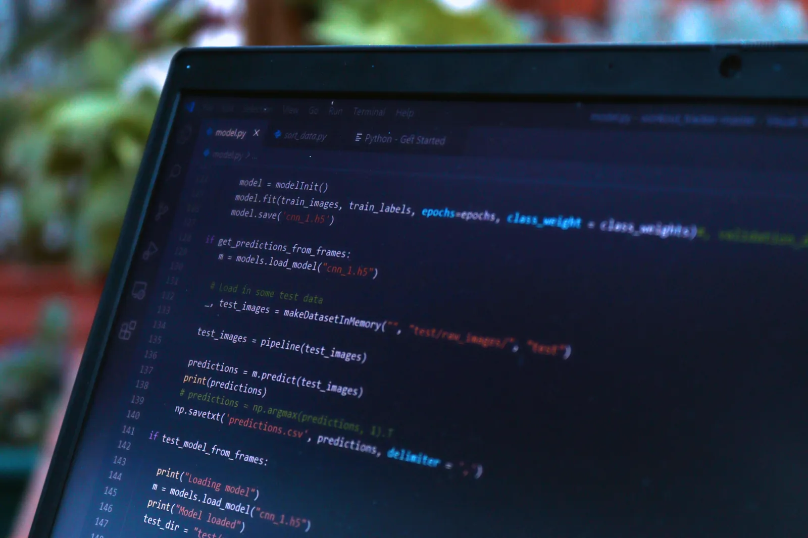 Close-up view of a computer screen displaying code in a software development environment. Stock photo illustrating Intellect Design Arena's product launched story.